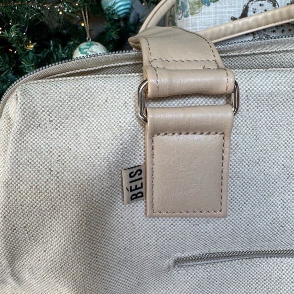 Beis Beige Canvas and Leather Weekender Tote Bag - Picture 2 of 8
